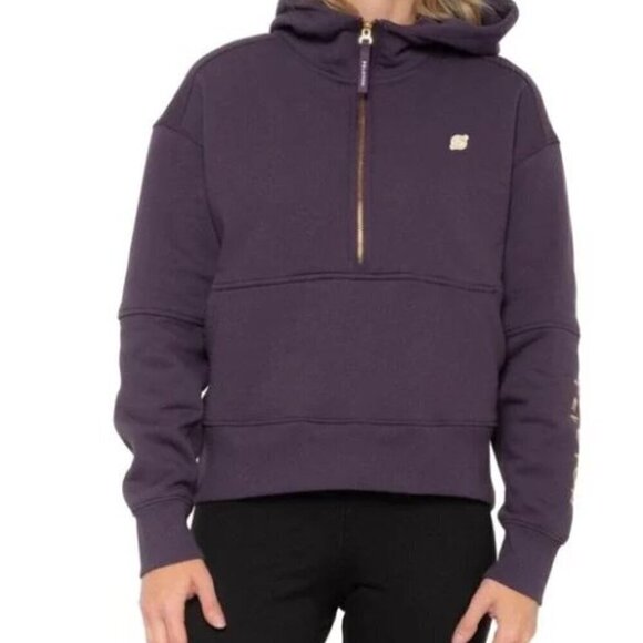 PETLOTON (Women's Medium) Chic 1/2 Zip Pullover Hoodie Purple- Arm Spellout - Picture 1 of 9